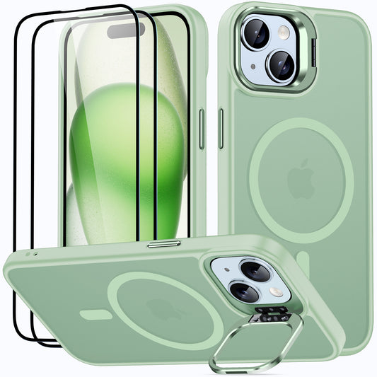 JAME for iPhone 15 Case with Stand, Green